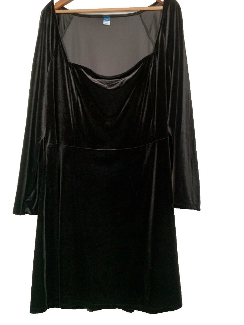 Old Navy Velour Dress Plus Size 4X Flare Mini Black Jack Stretch Long Sleeve New